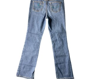 Jeans Fille Faded Glory Taille 12 - Coupe Droite Lavage Moyen - Poches Brodées - Occasion Très Bon état