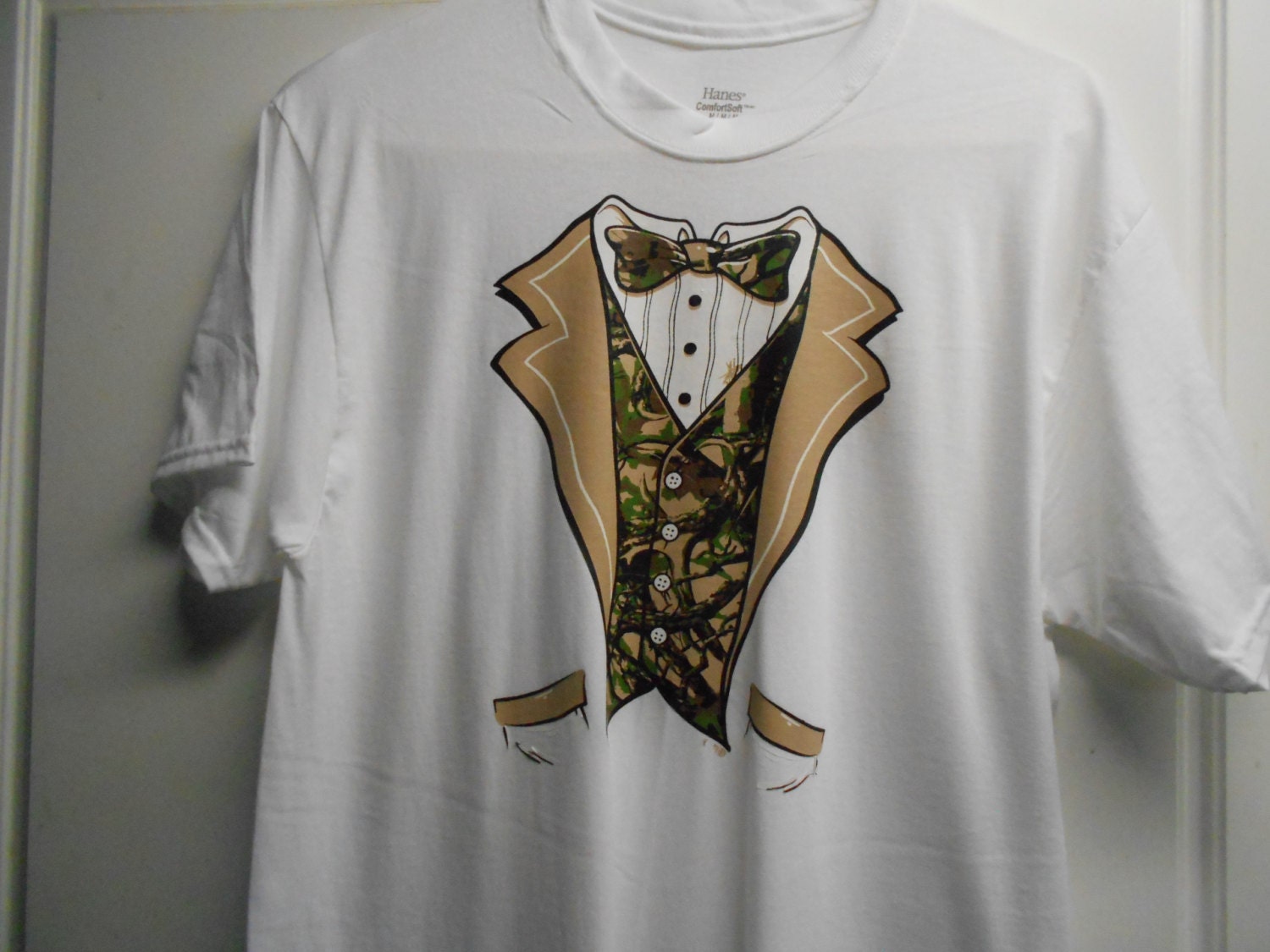 Camo tuxedo t shirt hotsell