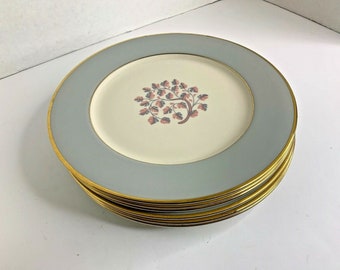 Flintridge California Twilight Gold Dinner Plate Lot of 6 Pink Gray Gold