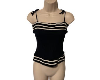 Vintage My Michelle Womens Size Large Tube Top Tank Shirt Strap Black White Crop Strappy Tank Y2k