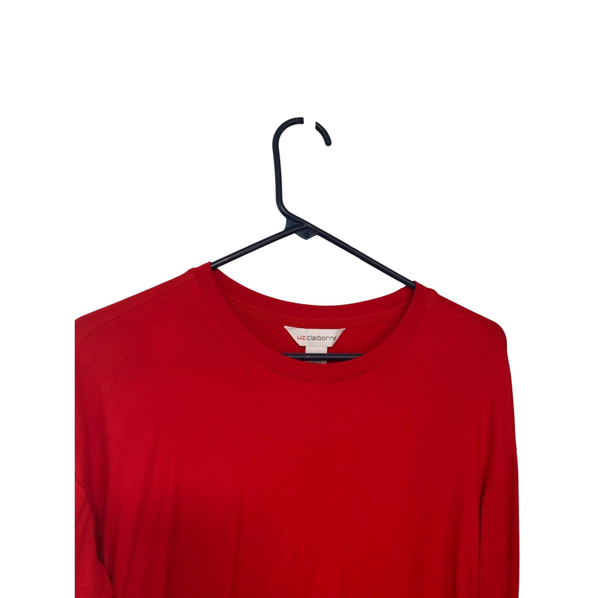 Liz Claiborne レディース サイズS レッド 長袖 プルオーバー ニット 