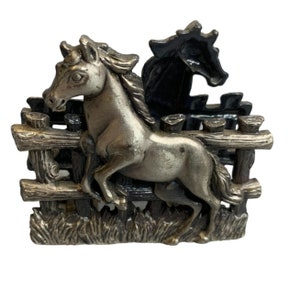 MT Accents Antique Napkin Holder Tin Heavy Horse 2.75 in Length x 2.5 in Tall V