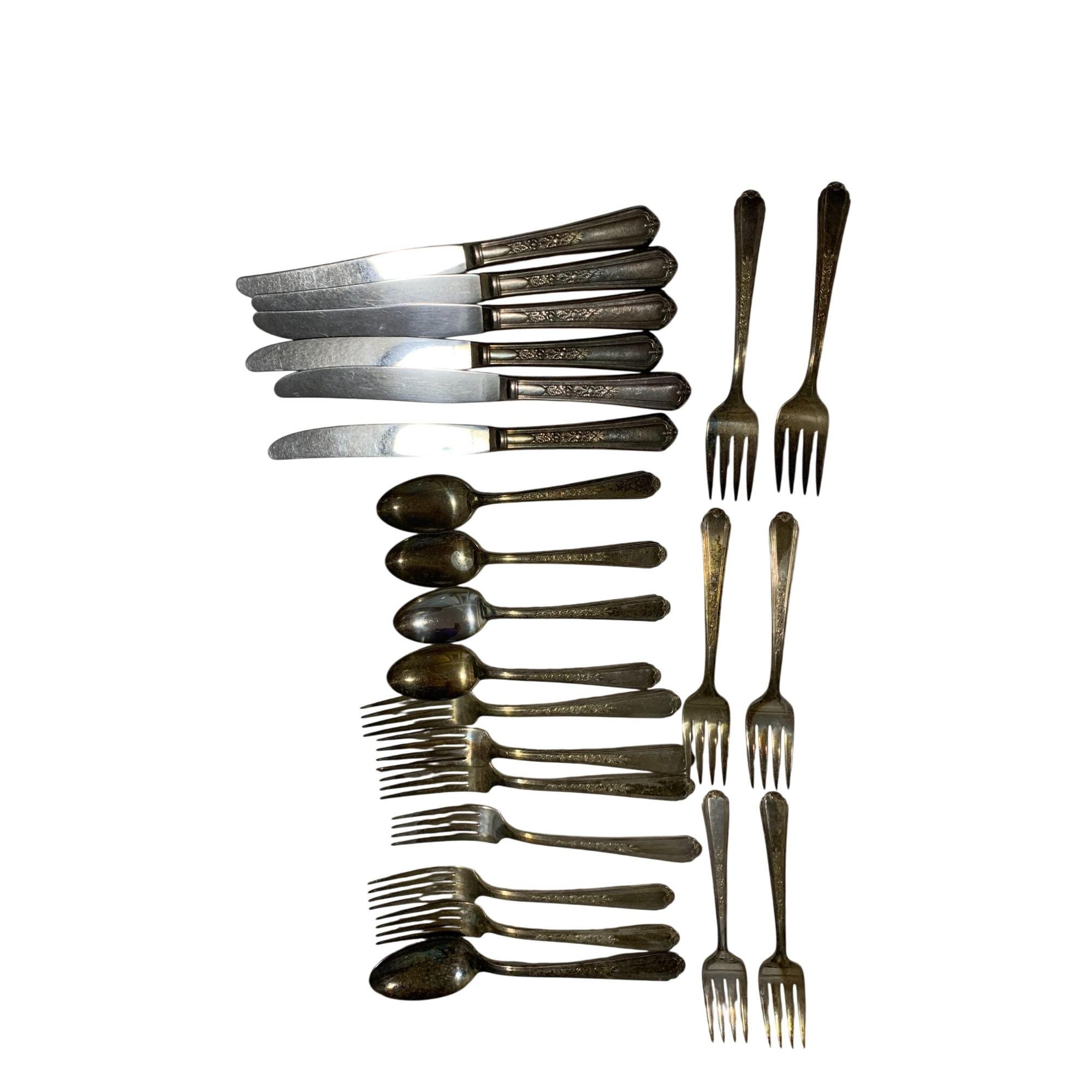 Plymouth Silver Plate Lot of 21 Flatware Knives Small Forks