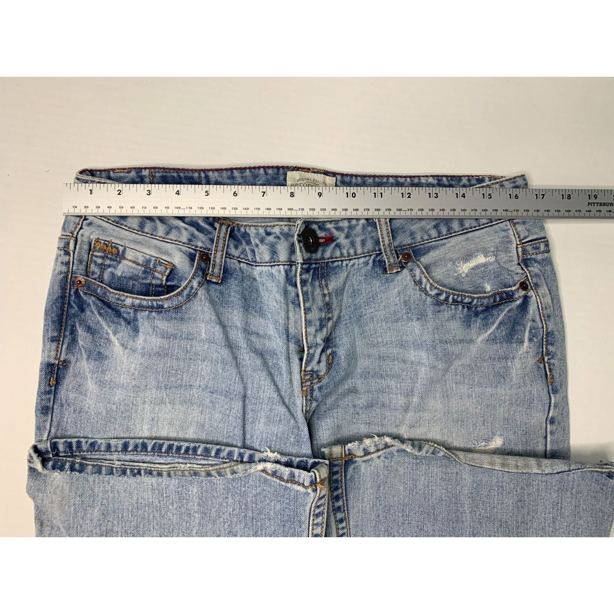 Jean 3/4 Aéropostale Fille – Taille Junior 3 – Bleu – Coupe Skinny – Occasion