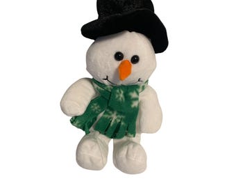 Plush Snowman 11 in Tall Stuffed Animal Doll Toy with Top Hat Scarf Cute Snow