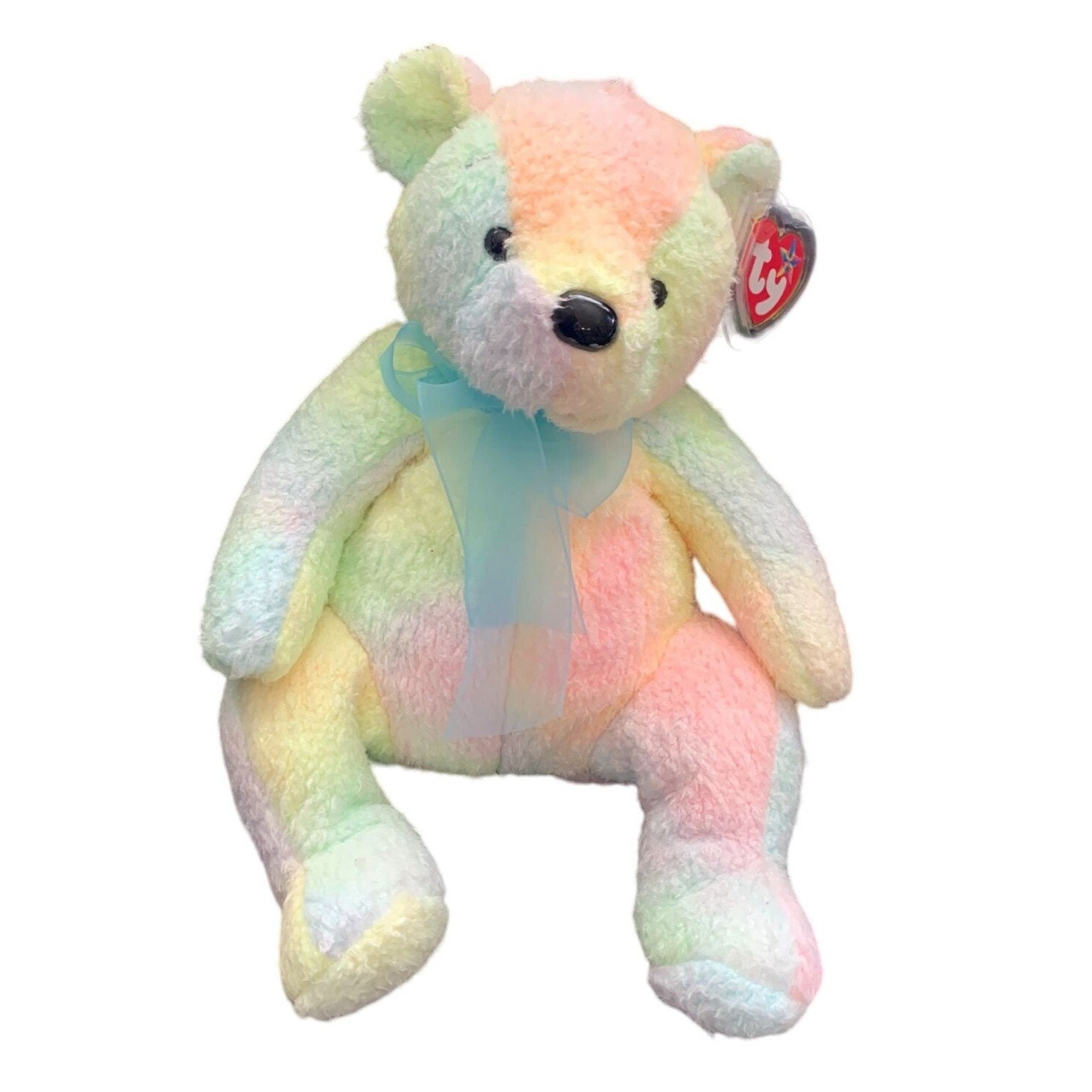 Ty Beanie Buddies Tye Dye Blue Bow Multicolor Plush Stuffed Animal