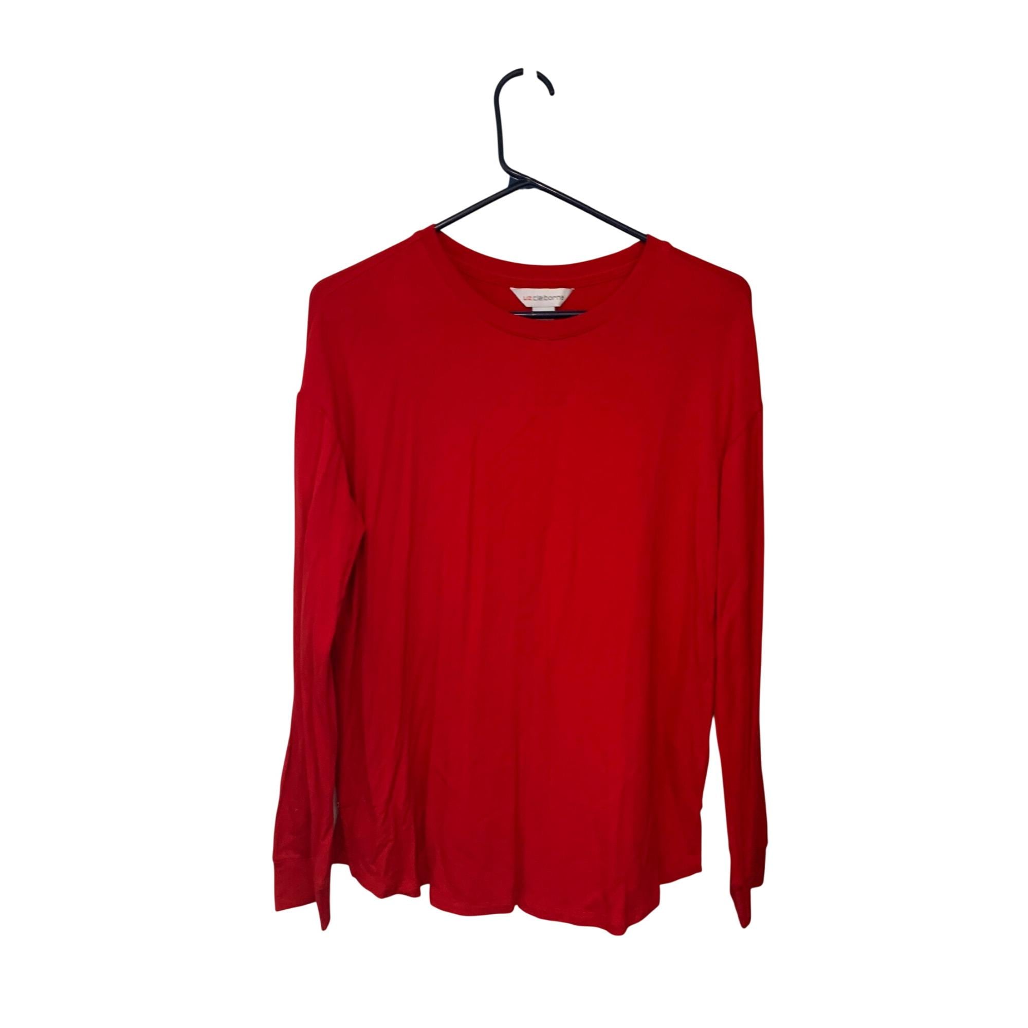 Liz Claiborne レディース サイズS レッド 長袖 プルオーバー ニット 