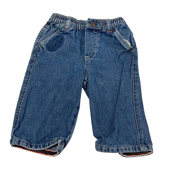 Vintage Faded Glory Baby Boy Infant Size 3 6 Months Pull On Jeans Blue Denim Carpenter Painter