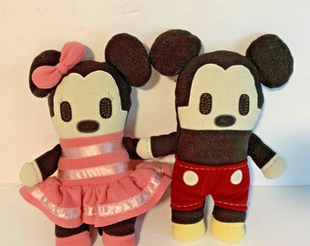 Vintage Peek A Looz Minnie & Mickey Mouse Paar 12 " Lange Pluche Knuffel Animal Toy