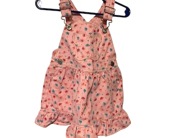 Vintage Oshkosh Bgosh Mädchen Säugling Baby Größe 18 Monate Lätzchen Overall Kleid Pullover Schmetterling Rosa Tasche Vestbak