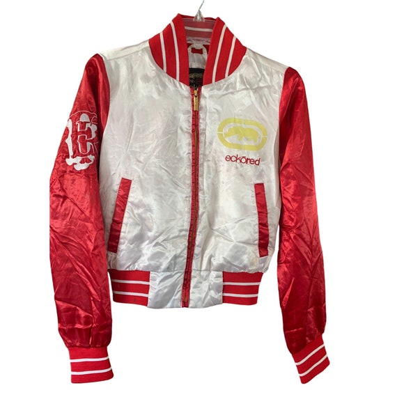 Ecko Red Womens Size Small White Satin Jacket red… - image 1