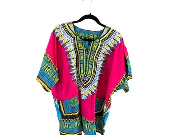 Jackpot Womens Size OSFM Tunic Top Shirt Oversized Bright Colorful Raglan Sleeve Tunic Boho Hippie