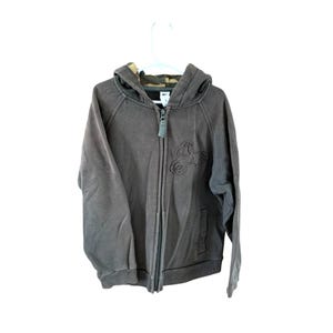 Gap Boys Moletom com capuz manga longa média zíper completo marrom camuflado com capuz interno letra do time do colégio soletrada