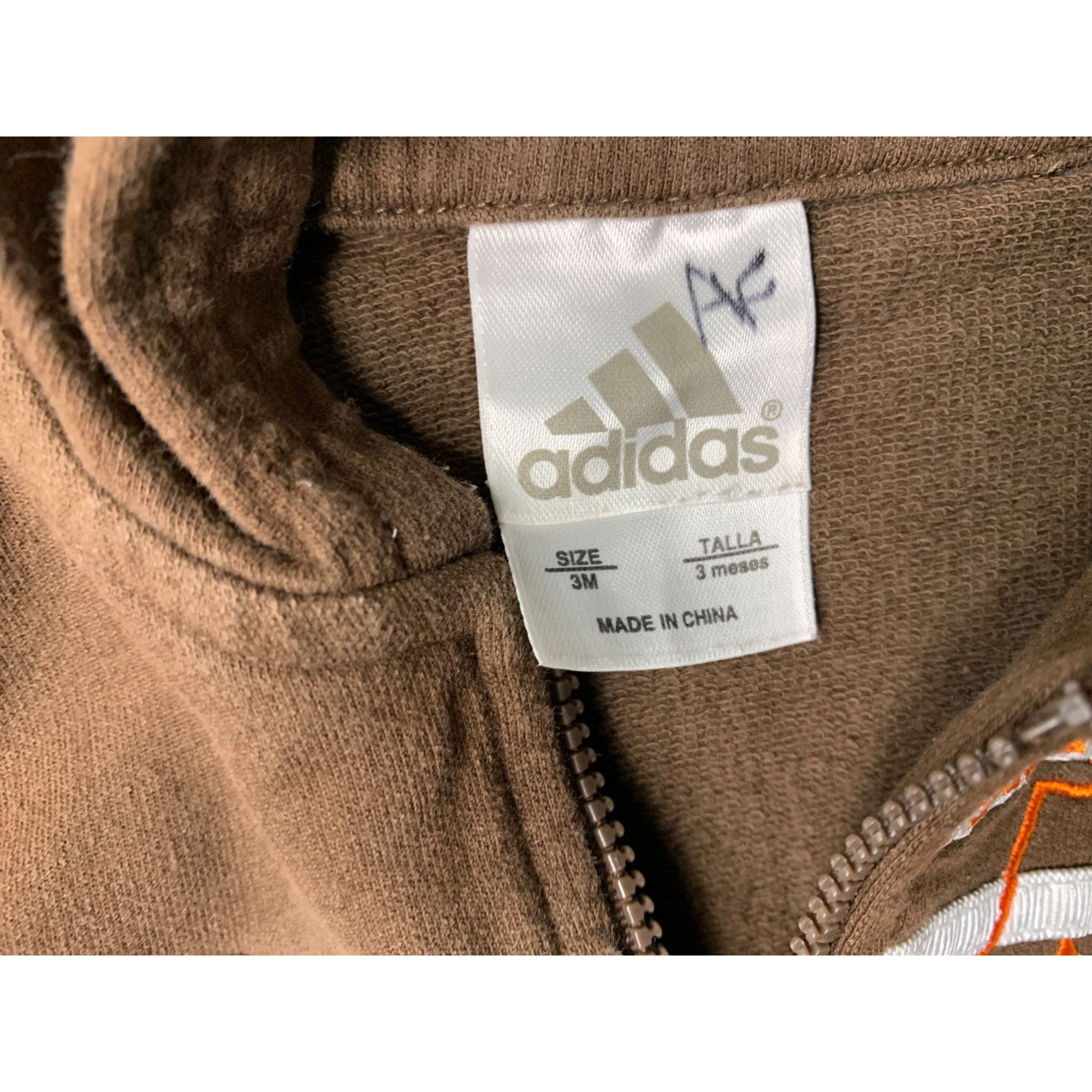 Adidas Boys Infant Baby Size 3 Months Hoodie Sweatshirt Brown 