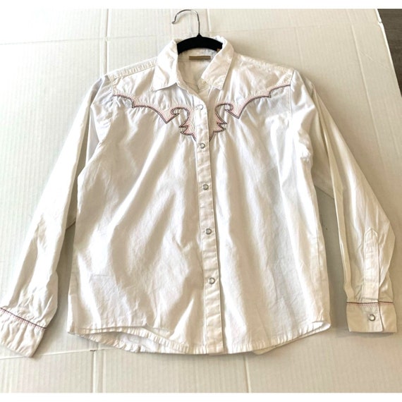 Wrangler Girls Size XXL 14 Button Up Shirt Pearl … - image 1