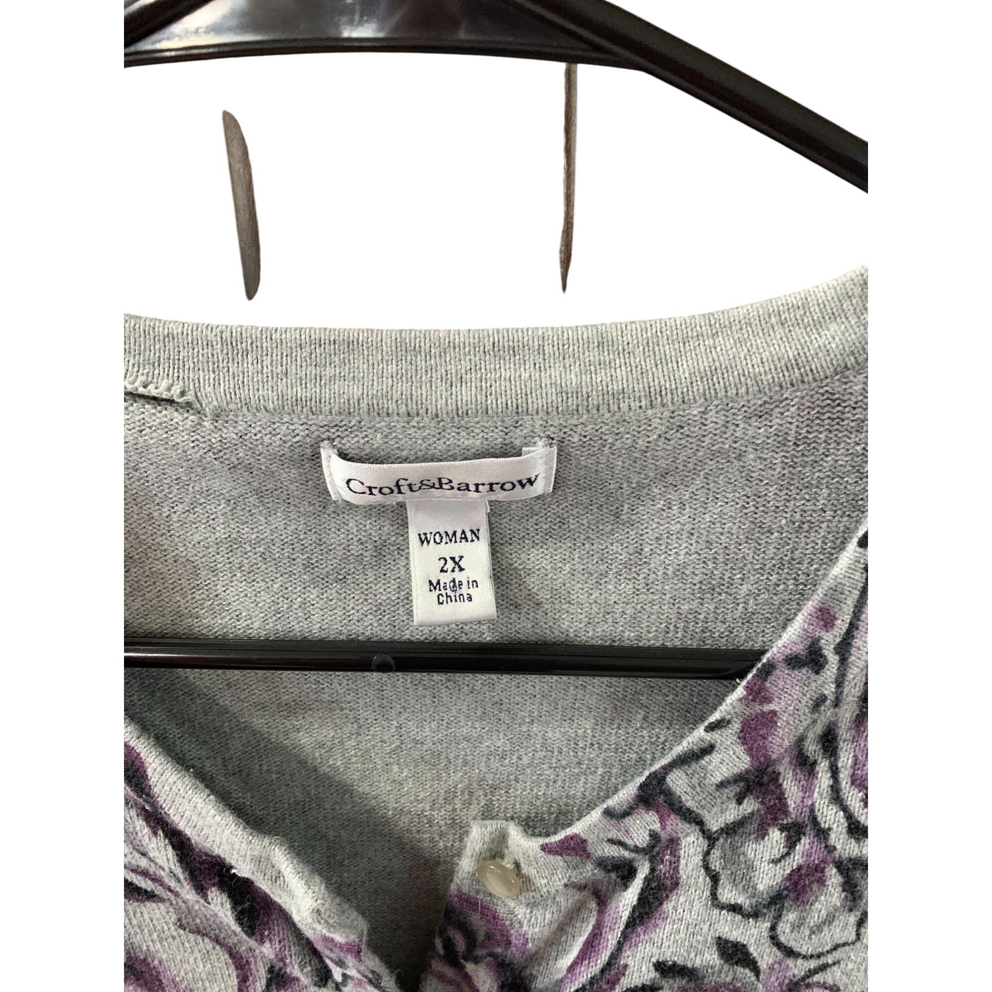 Cardigan Croft & Barrow Gris à Fermeture éclair - Brodé Flocons Et Perles, Taille L, Neuf Sans étiquettes