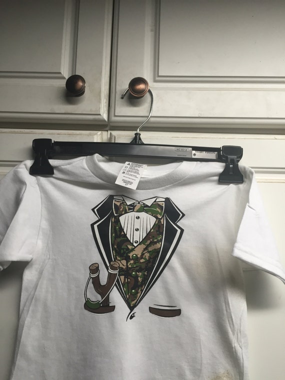 Youth Boys White Cotton Tee Tshirt T Shirt Camo Tuxedo Sling Shot Cute Etsy Ireland