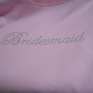 NEW Maid of Honor Pink w Silver Rhinestone Womens Tshirt Tee T Shirt SZ L