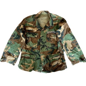 Vintage 1960s Tigercamo Stripe Military Camouflage Button up