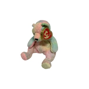 Ty Beanie Babies Plush Stuffed Animal Toy Bear Tye Dye Mellow Pink Green Blue Stuffed Animal Toy 6 in