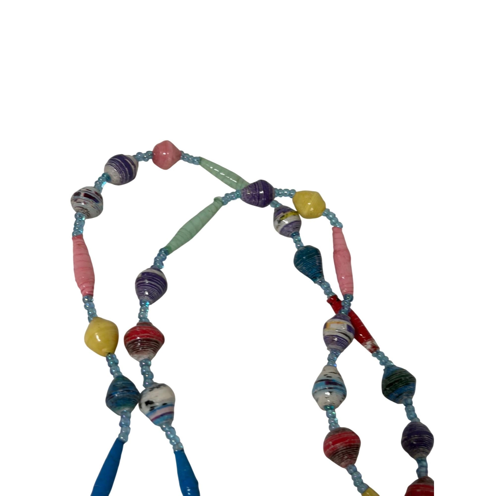 Beaded Neckace Multicolor Color One Continous Strap Long - Etsy