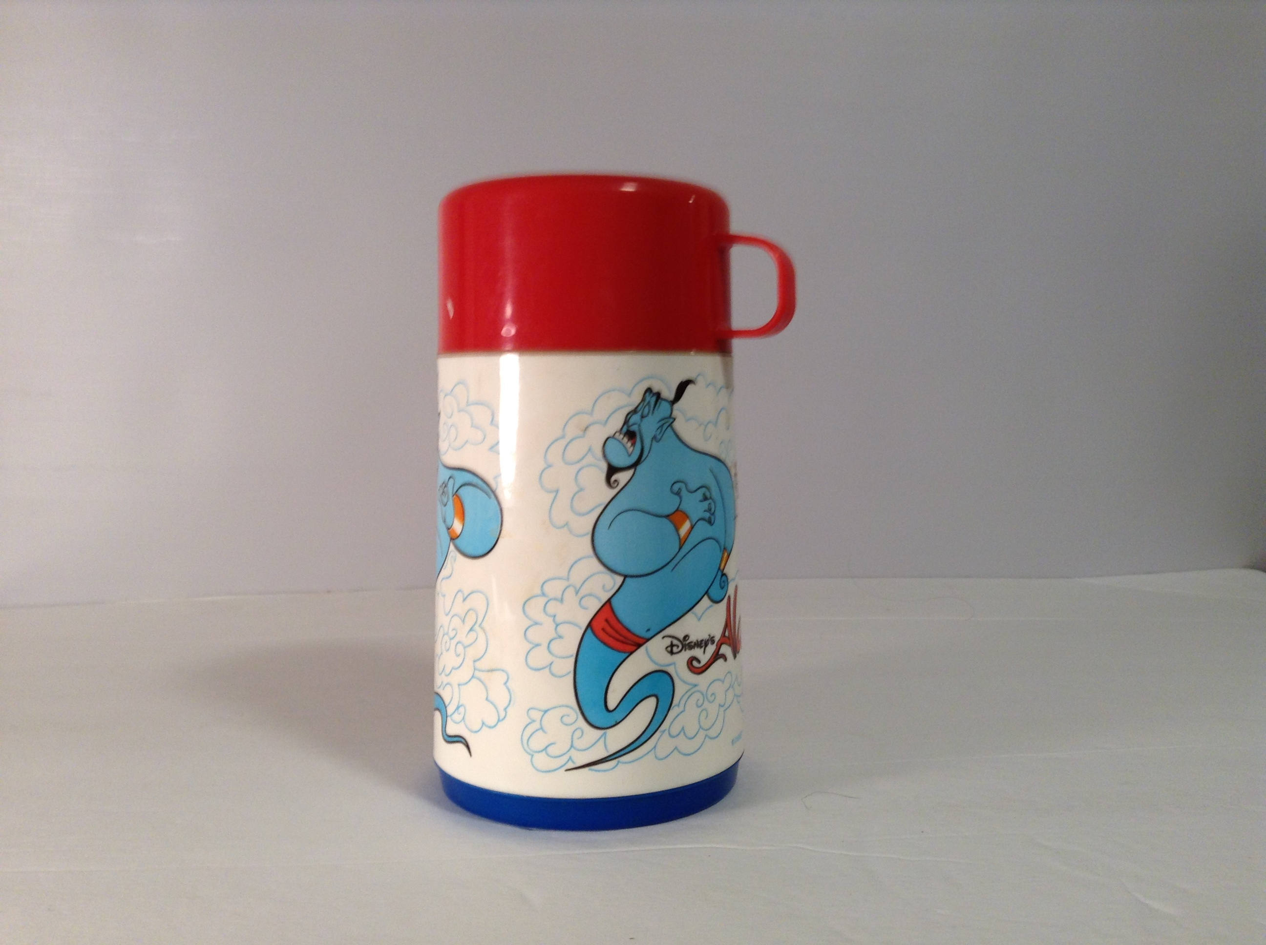 Vintage Disney's Aladdin Thermos Blue Genie 8oz Capacity