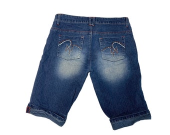 Deb Jeans Womens Juniors Size 13 Long Shorts Jean Denim 12 in inseam Cuffed