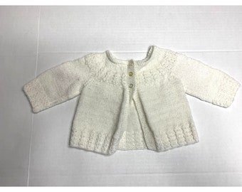 Handmade Sweater Cardigan White Sparkle Girls Size 6 -12 months