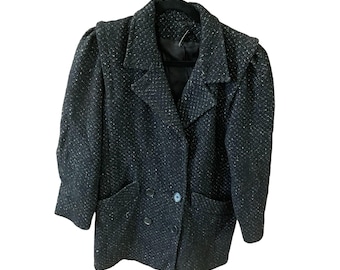 Abrigo de invierno Micki para mujer, talla 6, color negro, de lana, estilo retro, vintage, fabricado en EE. UU.