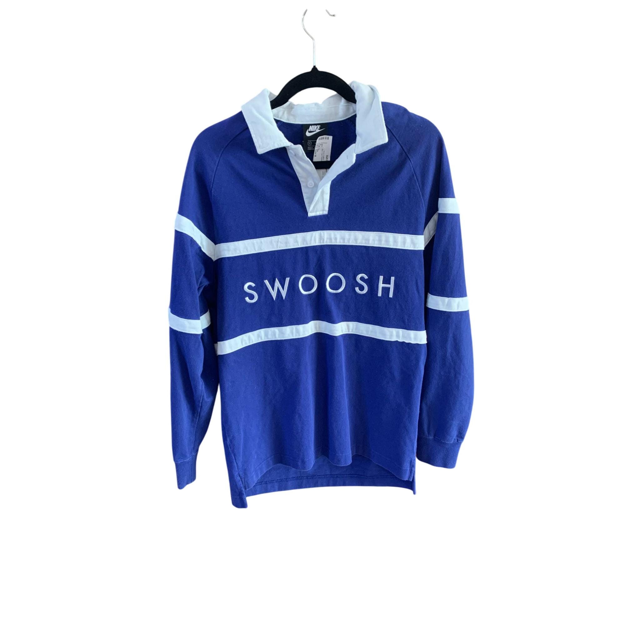 Vintage Nike Mens Size Medium Y2K Long Sleeve Swoosh Rugby 1/4