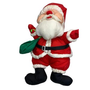 Commonwealth 1991 Nylon Santa Claus 19 in Tall Holding toy Bag Vintage Plush Stuffed Animal Toy