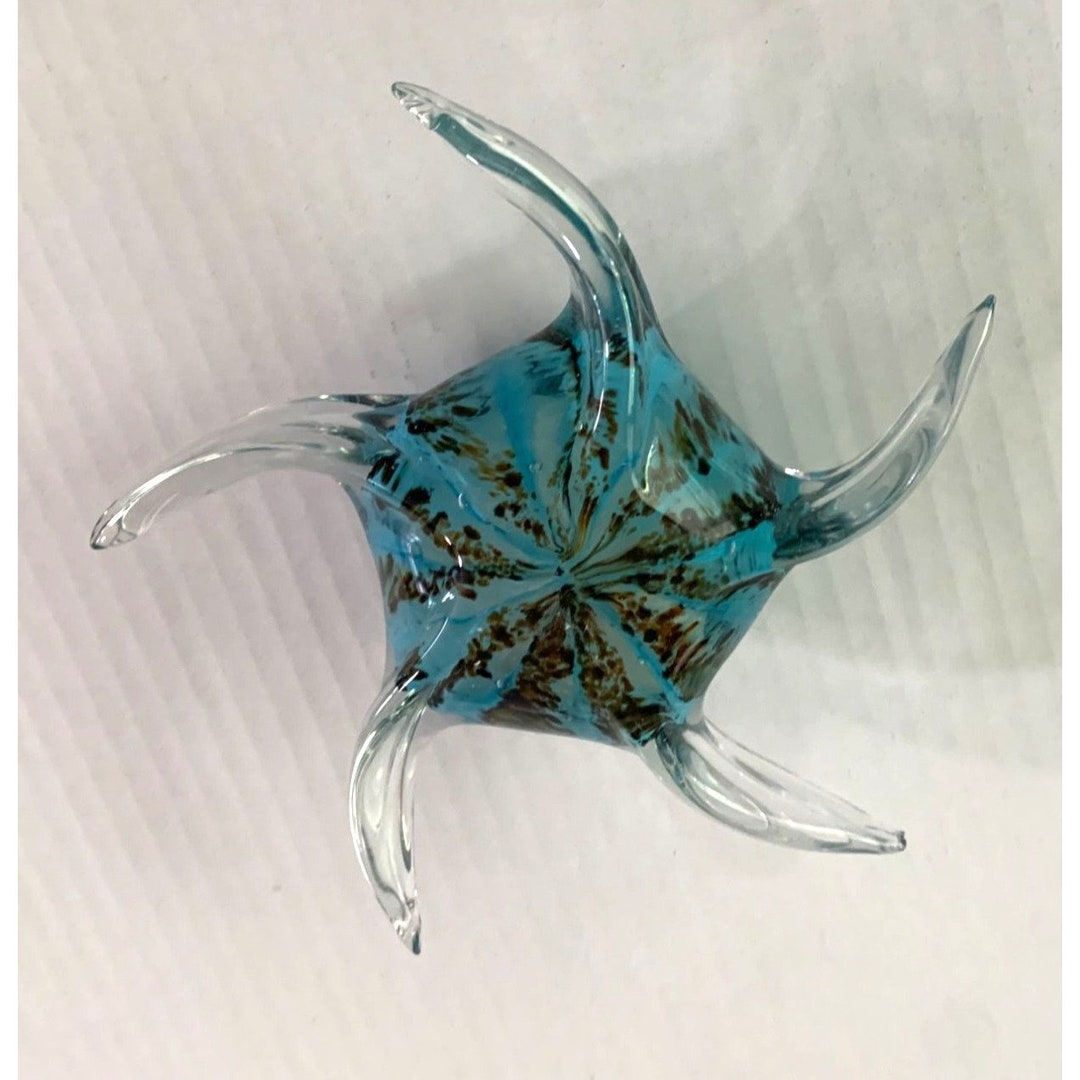 Star Blown Glass Heavy Duty Figure Statue Figurine Clear Blue Green ...
