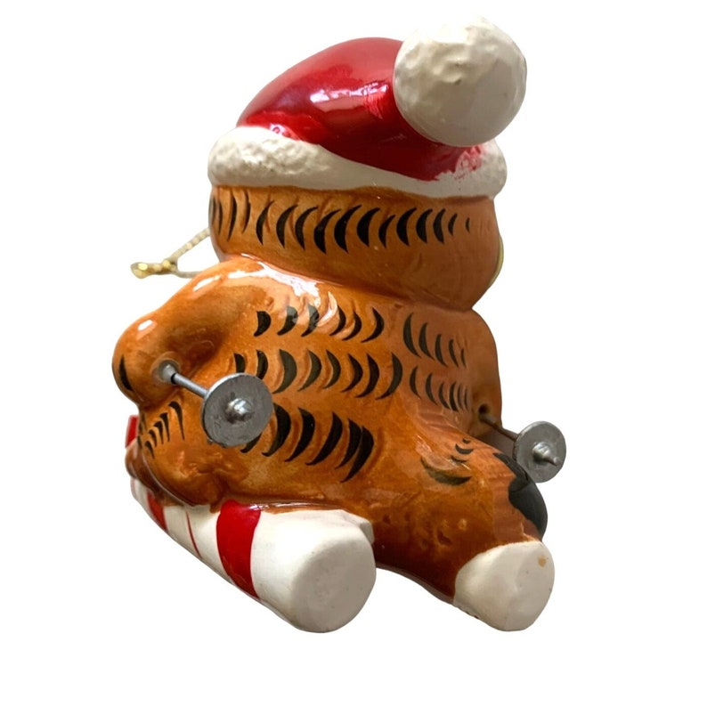 Enesco Garfield Skiing Christmas Ornament Santa Hat 1978 1981 - Etsy