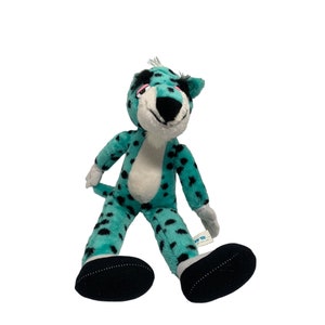 Imperial Toy blue Plush Stuffed Animal Toy 19 in Tall Leopard Panther 1989 Vintage Spotted
