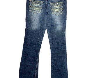 Z Cavaricci Girls Size 14 BootCut Jeans Embroidered Back Pockets embellished Vintage Y2k