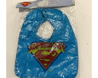 Nuevo babero vintage Y2k para bebé SuperBaby Super Baby azul rojo