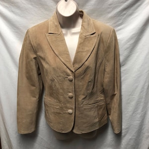 Bernardo Suede Leather Jacket Womens Sz S Genine Leather  3 Button