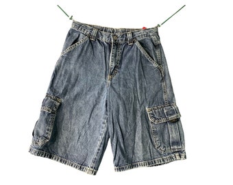Wrangler Boys Size 12 Jean Denim Cargo Shorts adjustable Waist