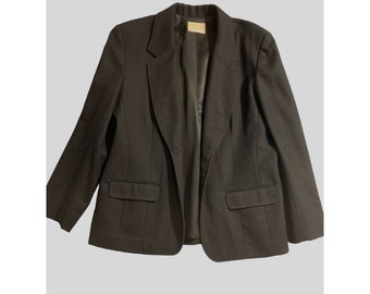 Pendleton Womens Size 16 Black Virgin Wool Blazer Jacket business Career Office Long Sleeve