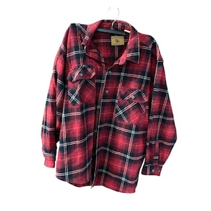 Moose Creek Mens Size XL Heavy Button Up Flannel Shirt Red Shacket Shirt Jacket Plaid Long Sleeve