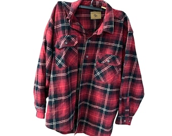 Moose Creek Chemise homme taille XL en flanelle boutonnée épaisse rouge Veste à carreaux à manches longues