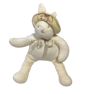 Hallmark Bunnies By The Bay Bunny Rabbit Plush Stuffed Animal Doll Toy Yellow With Hat Soft Ribbon Collar