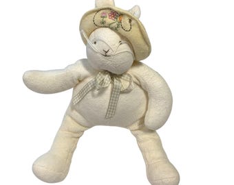 Hallmark Bunnies By The Bay Bunny Rabbit Plush Stuffed Animal Doll Toy Yellow With Hat Soft Ribbon Collar