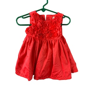 Carters Niñas Bebé Bebé Talla 0 3 meses Vestido Rojo Con Rosas 3D Top Sin Mangas Elegante Gasa Formal