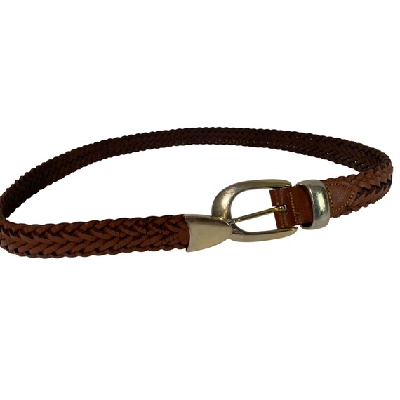 CAPEZIO Vintage
Leather Belt, Braided
Loop Design with Brass 
Buckle Vintage Capezio 90s Metallic Braided Belt | Mercari main image 3