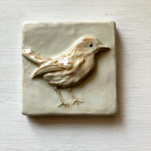 Handmade Bird Ceramic Tile: 4x4 Bird Wall Art
