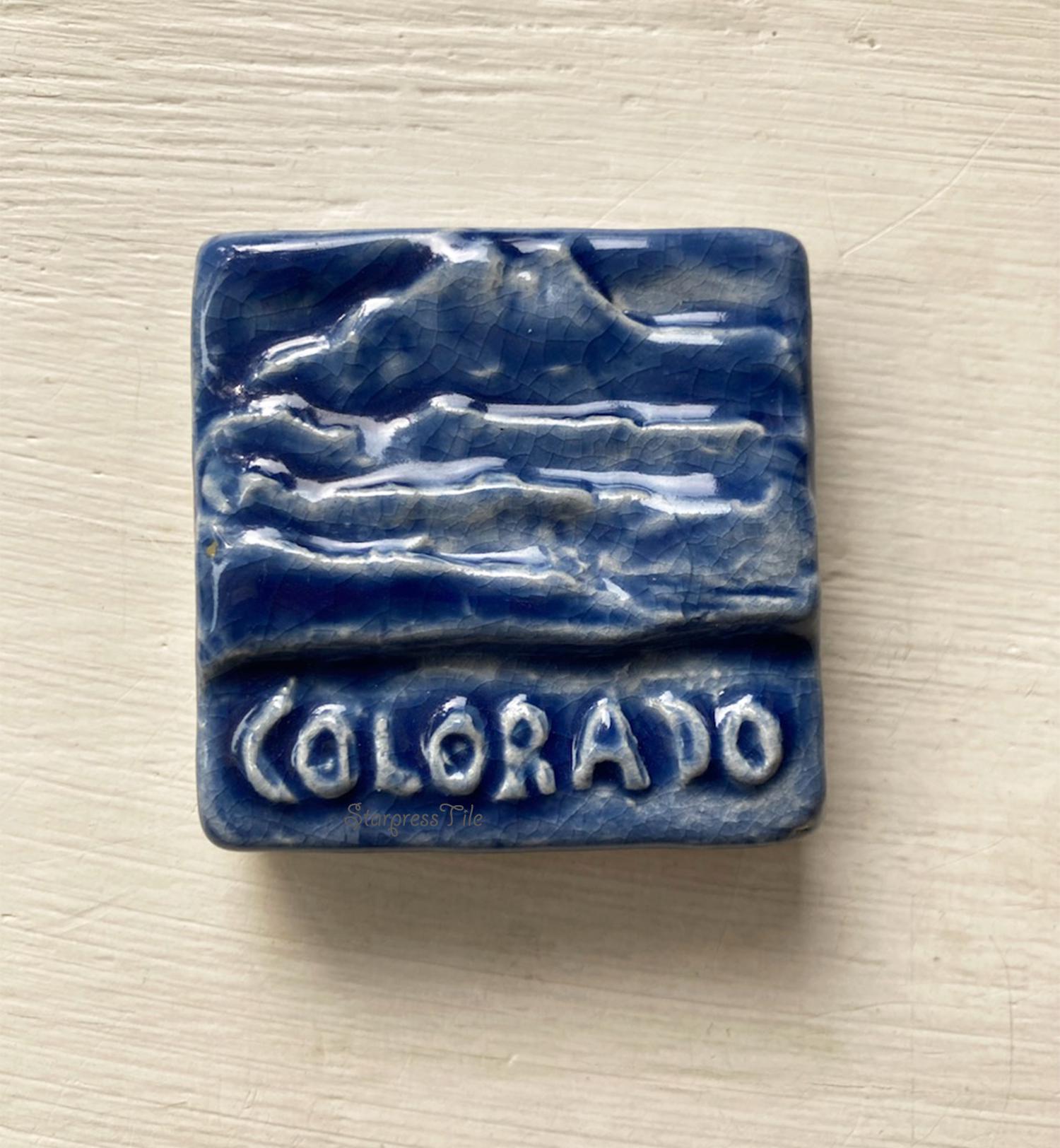 Colorado Ceramic Tile, Colorado Art, Rocky Mountain Art, Relief Tile, Longs Peak Art, Gift From Colorado, Mountain Decor, 2x2 Art Tile