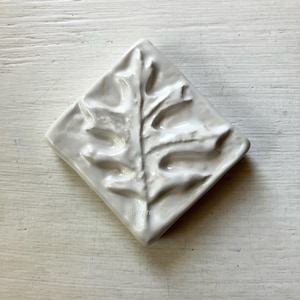 Oak Leaf Clay Tile, Leaf Wall Art, Leaf Tiles, Oak Leaf Art, Handmade Relief Tile, Colorado Art, 2 x 2 Tile, Small Leaf, Starpress Tile