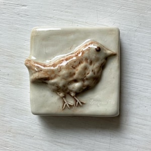 Sparrow Art Tile, Bird Ceramic Tile, Small Bird Art, Nature Inspired Tile, Bird Design, Relief Clay Artwork, Colorado Art, Porcelain Tile