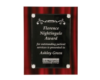 Custom Personalized Acrylic Award, Employee Recognition Gift, Retirement Laser Engraved Award in Red or Blue